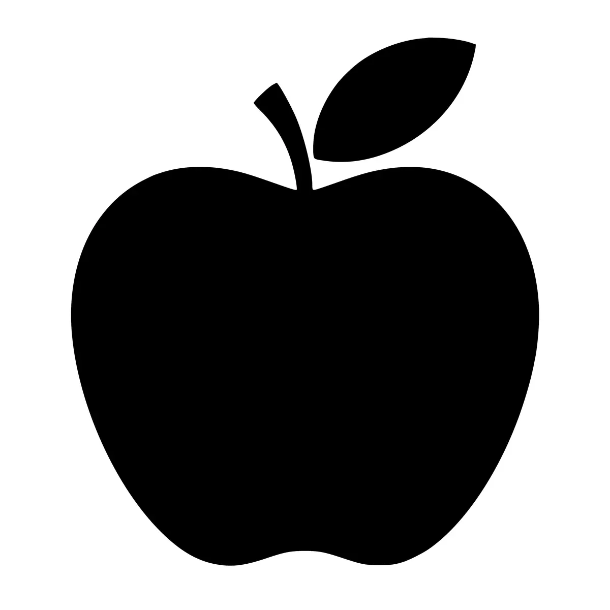 A simple silhouette of an apple.