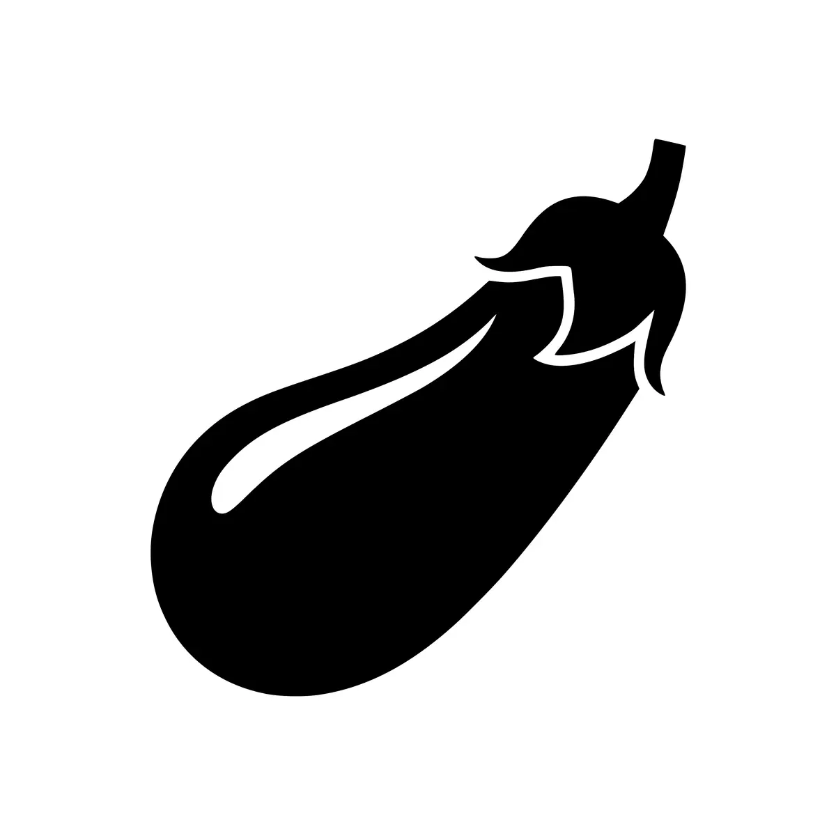 A simple silhouette of an eggplant, also known as aubergine.