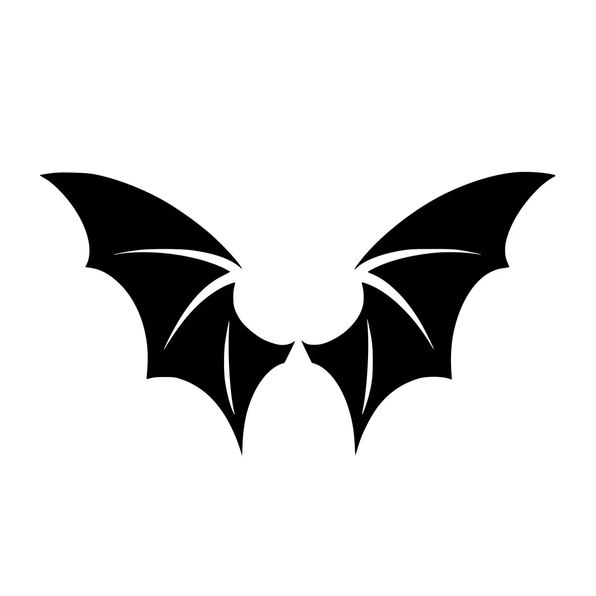 A detailed silhouette of a bat wing, perfect for Halloween designs.