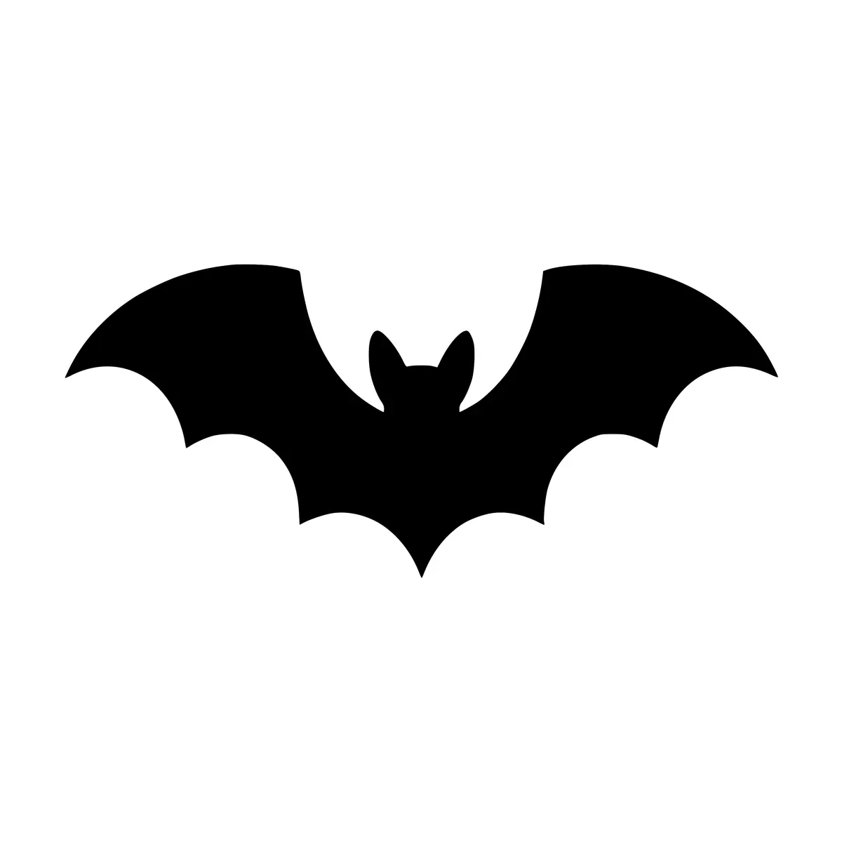 A detailed silhouette of a bat in flight.