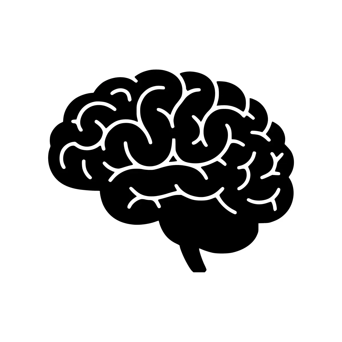 A silhouette of a human brain, ideal for science or medical designs.