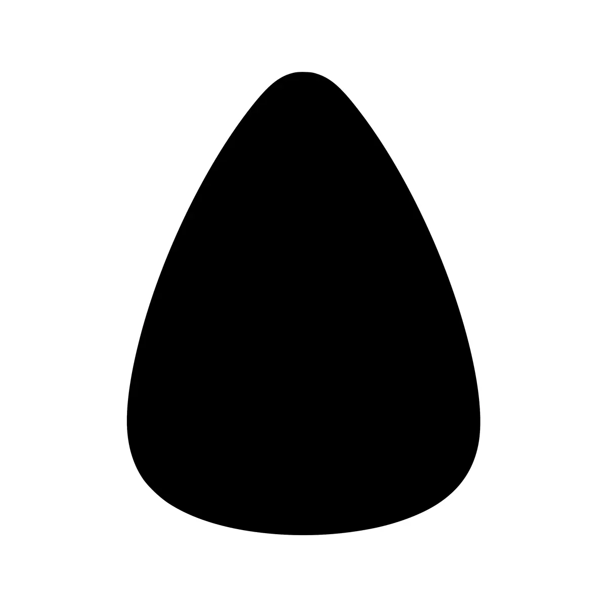 A simple silhouette of a piece of candy corn, a classic Halloween treat.