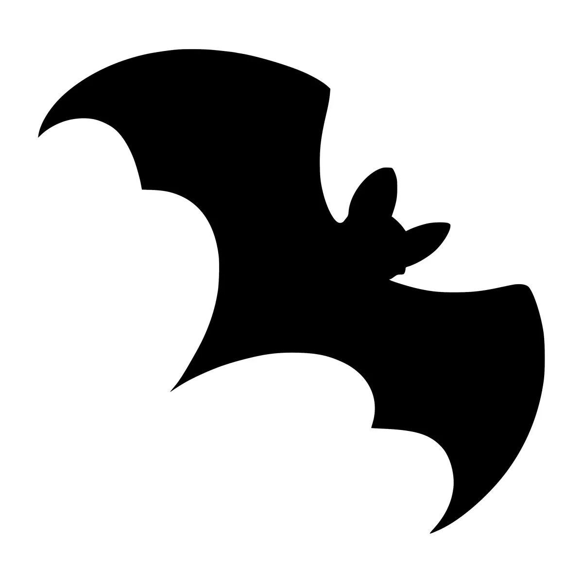 A dynamic silhouette of a bat in flight.