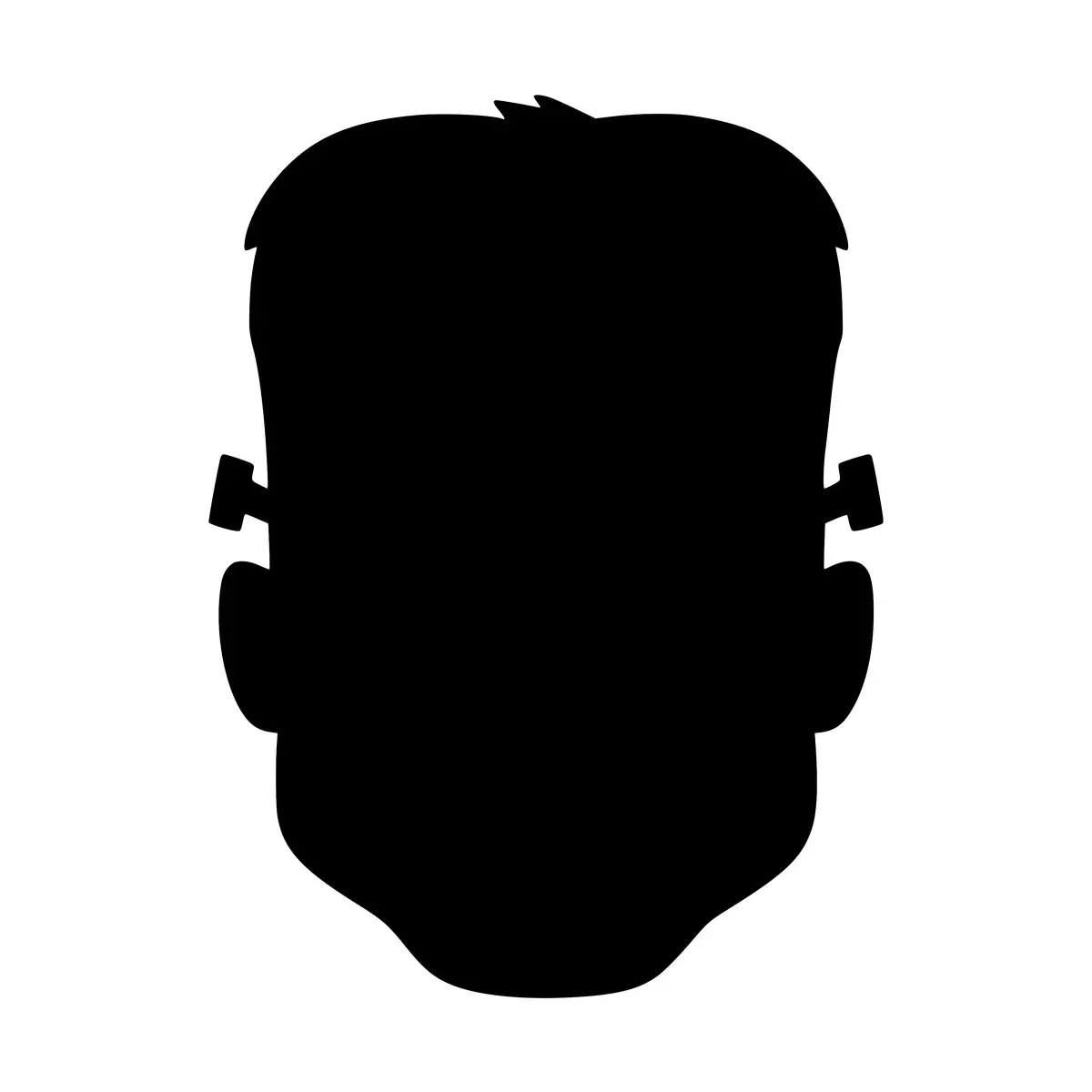 A silhouette of Frankenstein's head, perfect for Halloween designs.