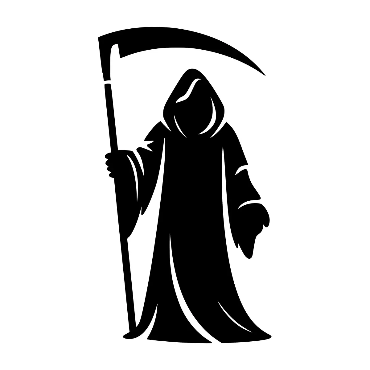 A silhouette of the Grim Reaper, a skeletal figure holding a scythe.