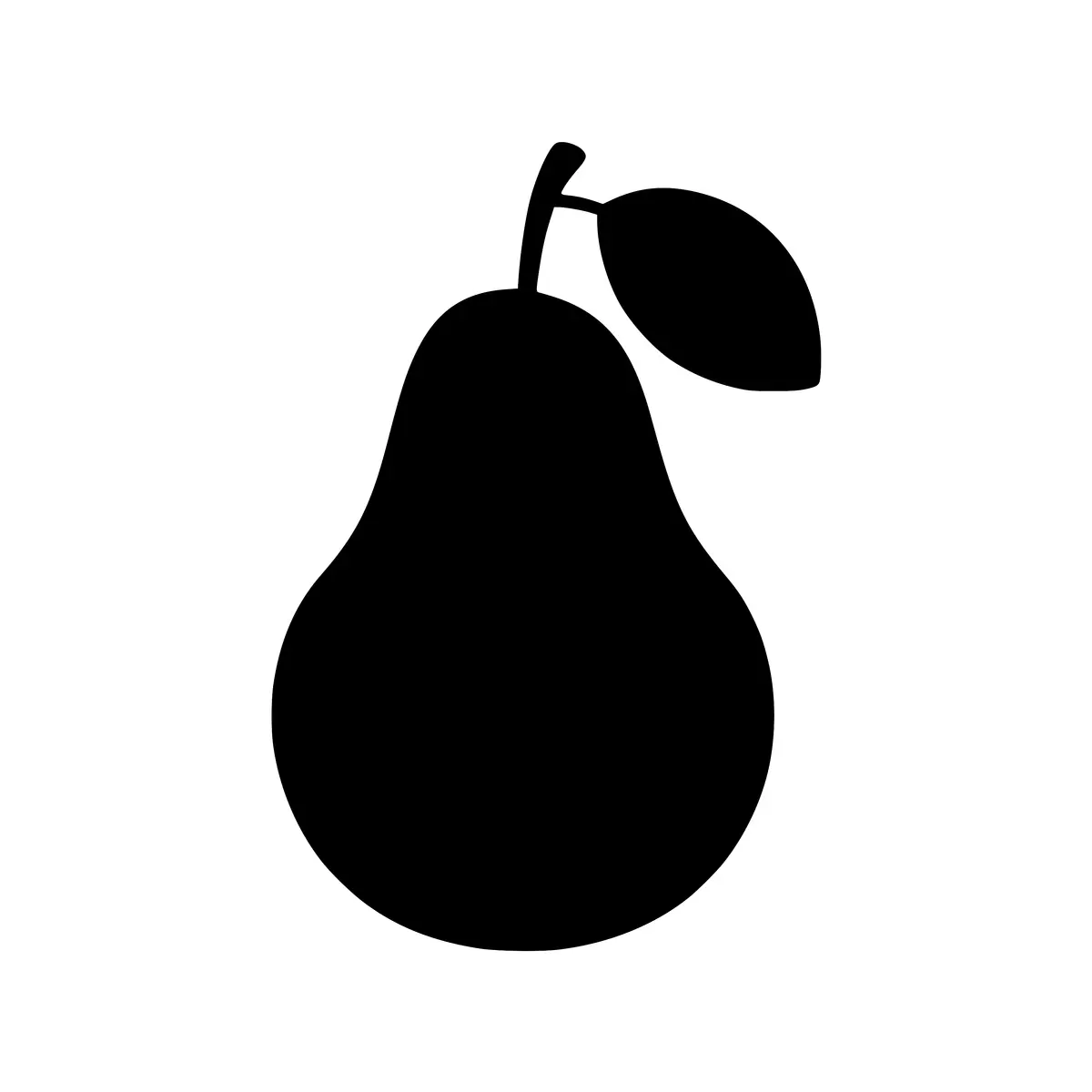 A clean silhouette of a ripe pear, perfect for food-related designs.