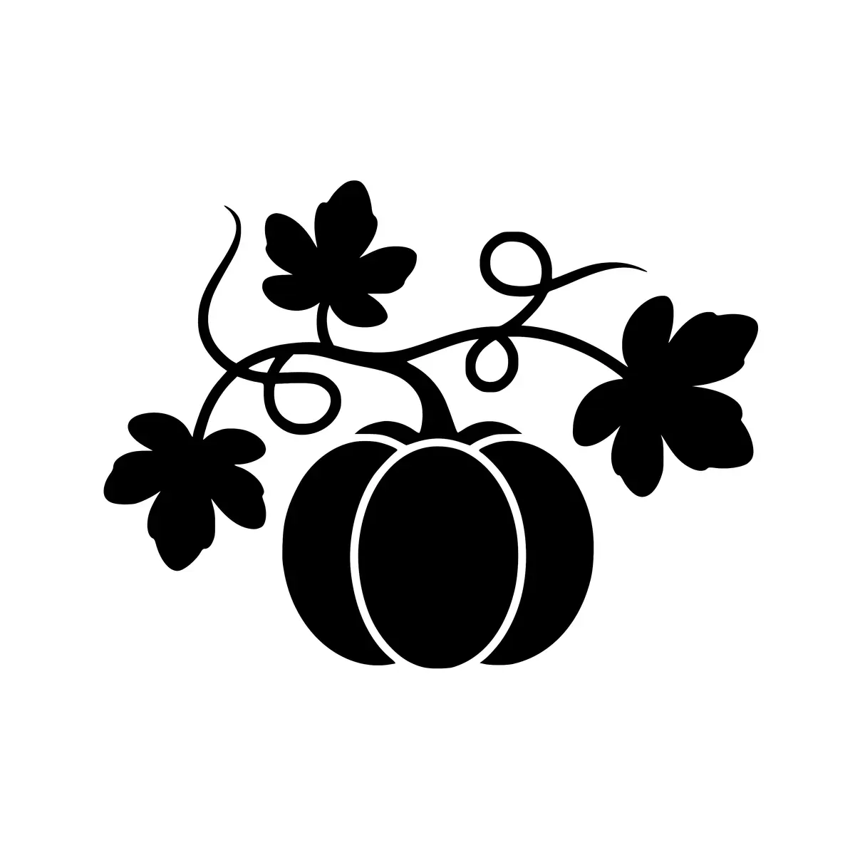 A silhouette of a pumpkin vine, ideal for autumn or Halloween designs.