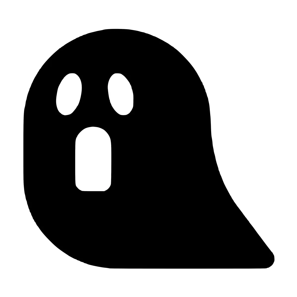 Silhouette of a scared ghost, perfect for Halloween designs.