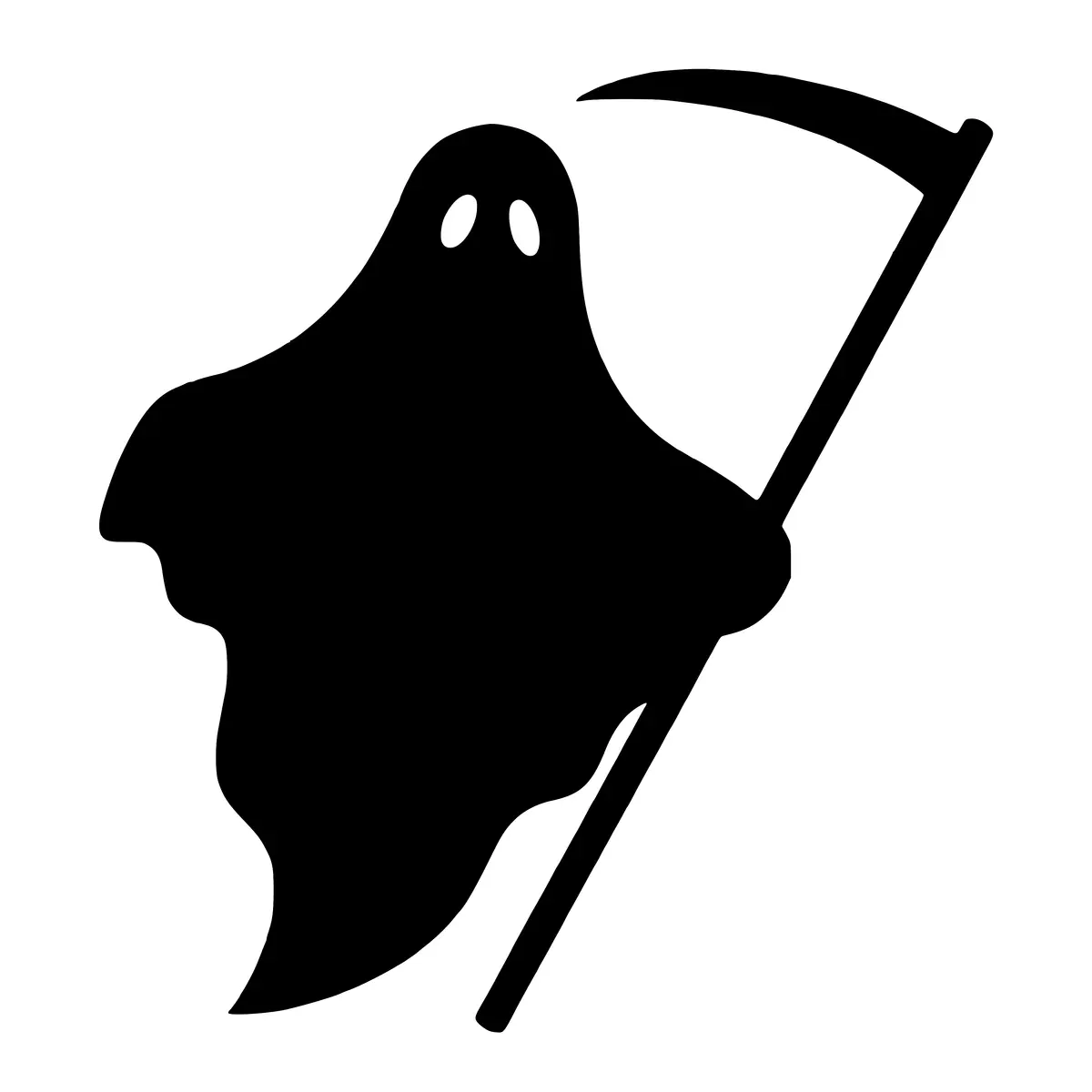 Silhouette of the Grim Reaper, a cloaked figure holding a scythe.