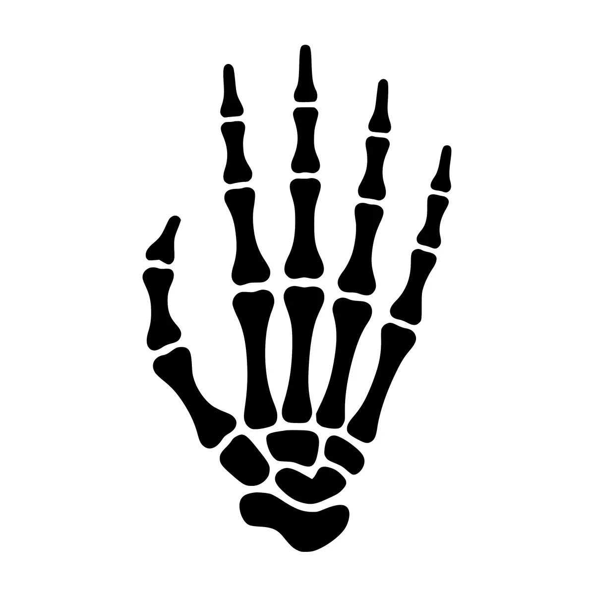 A spooky silhouette of a skeleton hand, perfect for Halloween designs.