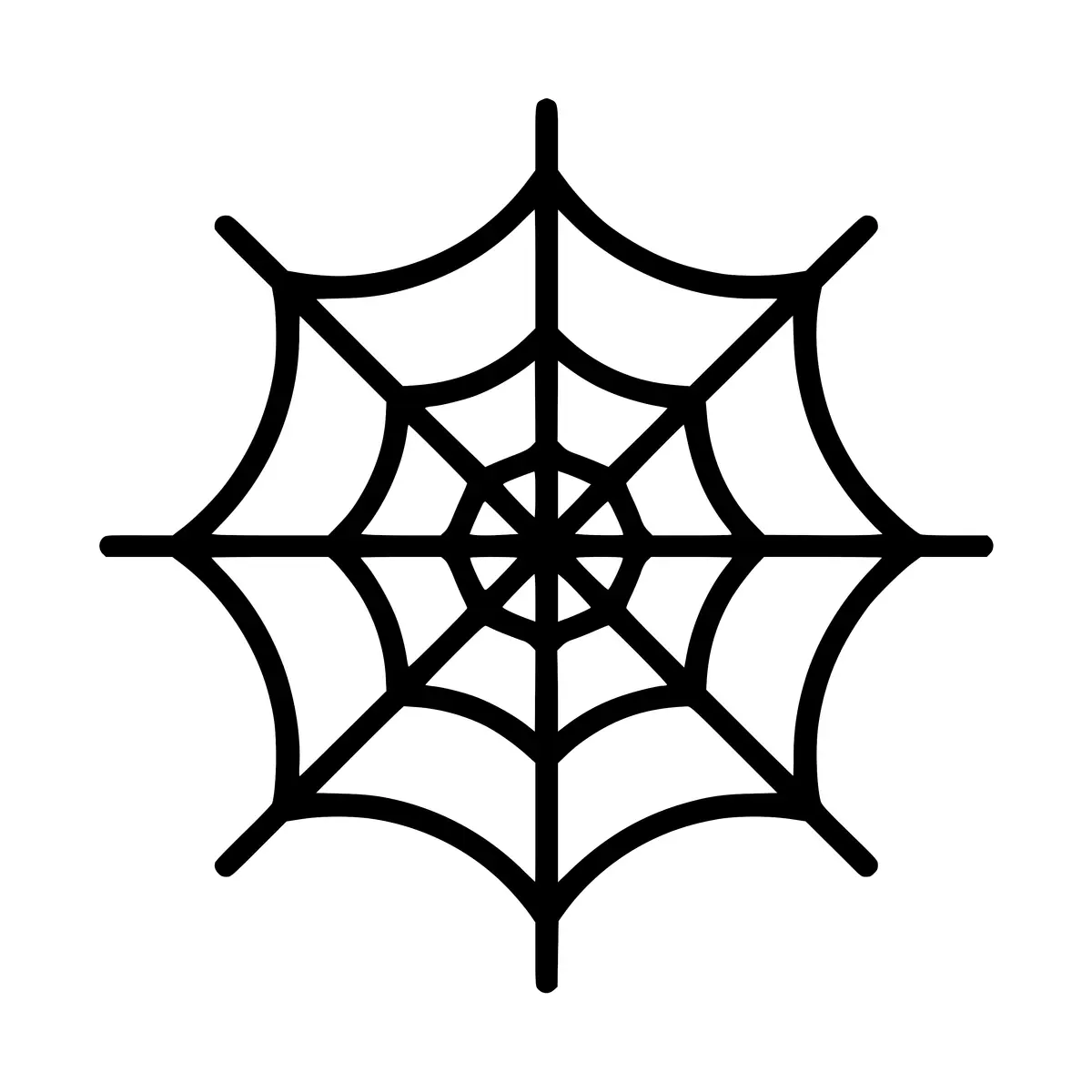 Intricate spiderweb silhouette, perfect for Halloween designs.