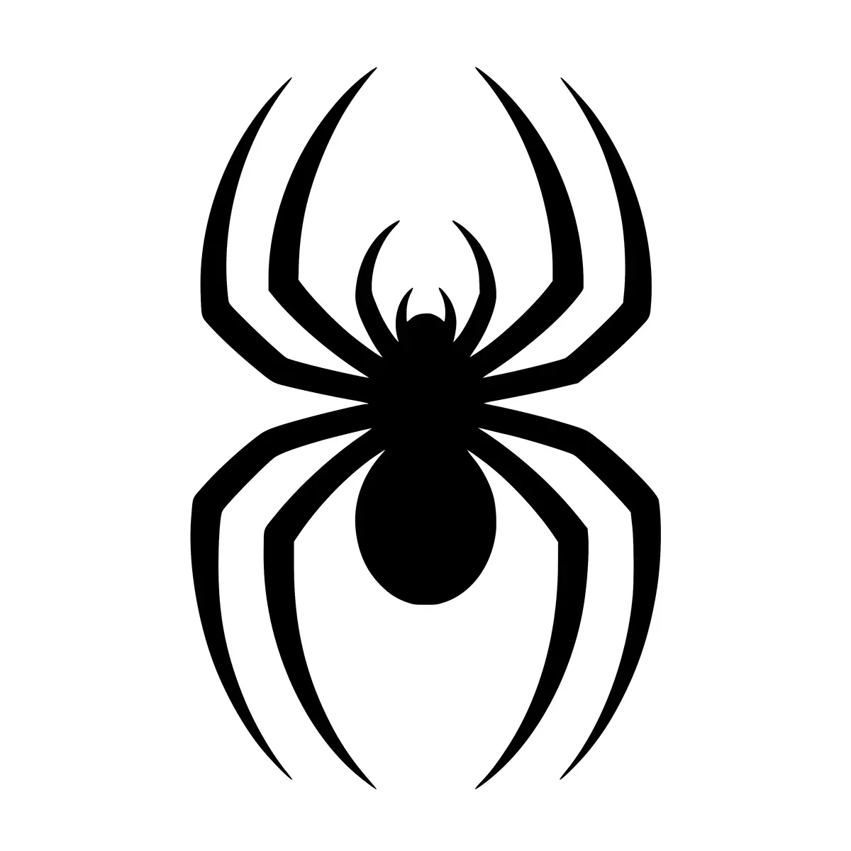 A silhouette of a spider, perfect for Halloween or insect-themed designs.