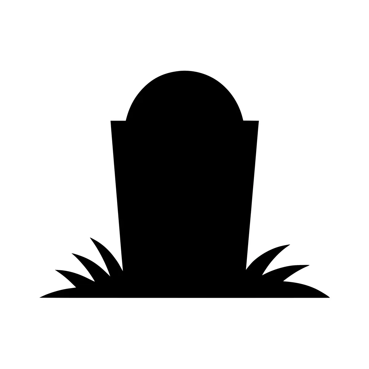 A simple silhouette of a tombstone, ideal for Halloween or spooky designs.