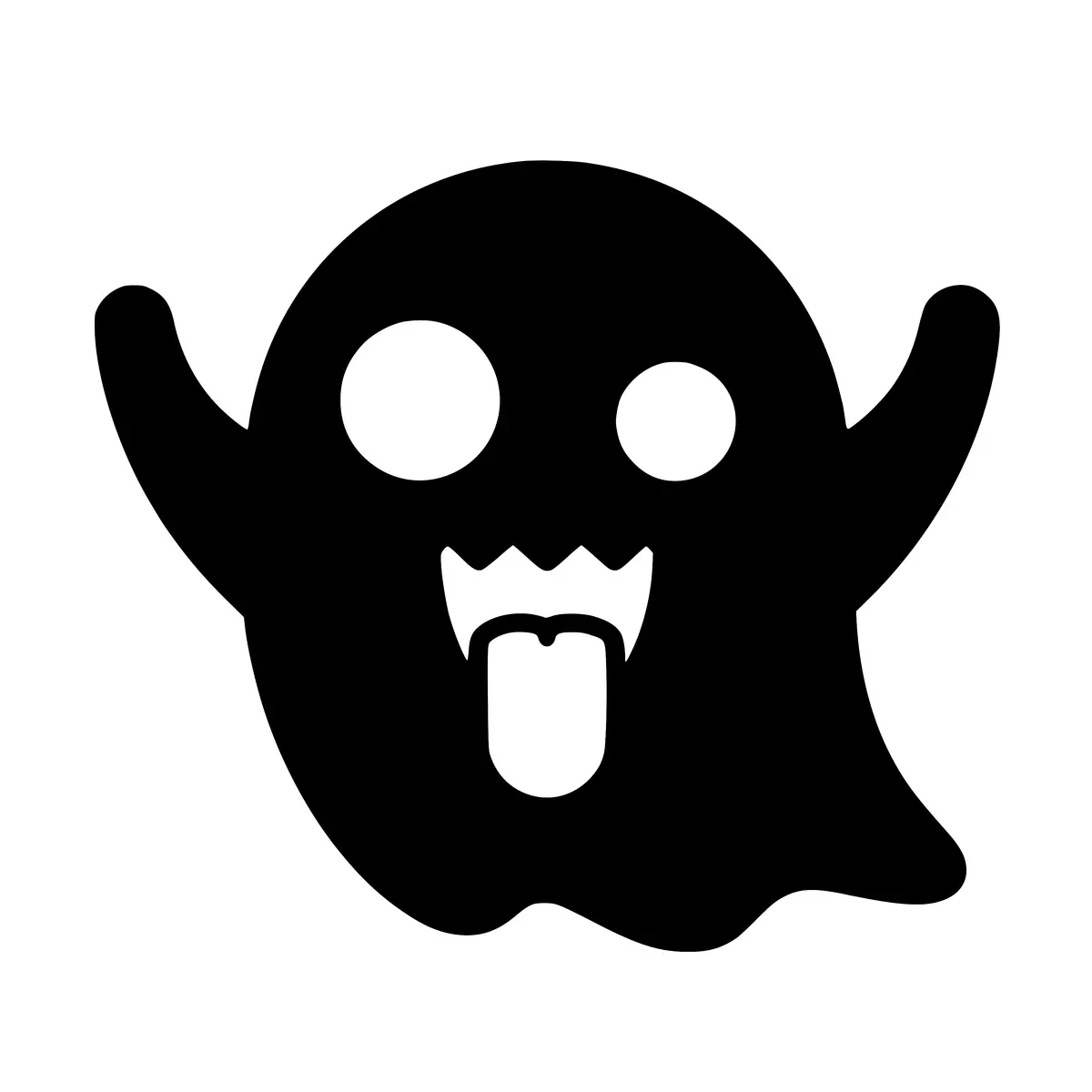 A playful silhouette of a ghost with its tongue out.