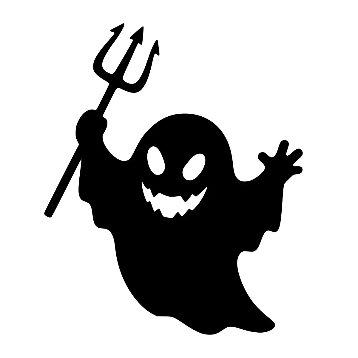 Silhouette of a ghostly trident, perfect for spooky or Halloween designs.